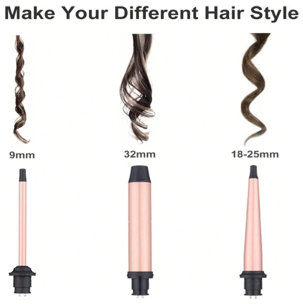 Rizador con 3 Tubos Intercambiables